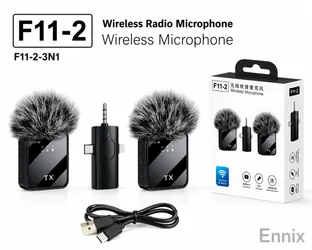 Ennix  F11-2 Dual Wireless Microphone 3 in 1 Noise Cancel Mic for Android iPhone Microphone