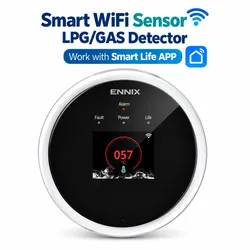 Ennix WiFi LPG Gas Detector Sensor with Temperature Monitor | Smart Life App Gas Detector